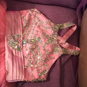 Pink sparkly short dress.